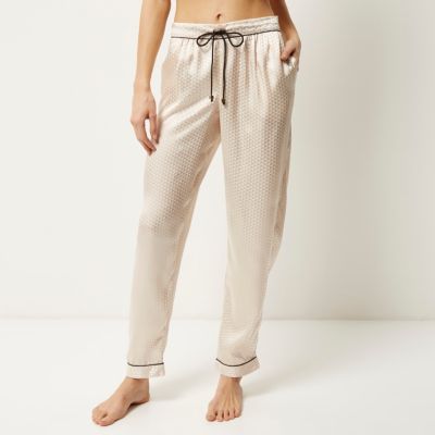 Cream jacquard pyjama trousers